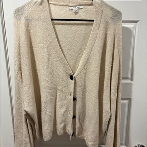 American Eagle Outfitters Cream Cardigan Sweater V-Neck Knit
